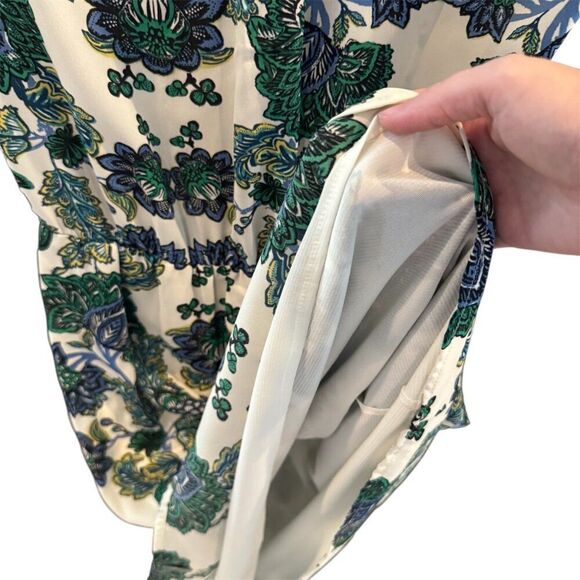 Collective Concepts Green Floral Print Sleeveless Lined Dress Tassel Tie MP NWT - Picture 7 of 7